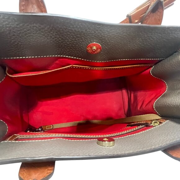 Dooney & Bourke Pebble Grain Elephant Gray and Brown Satchel Handbag 🐘 ❤️ - Picture 4 of 14